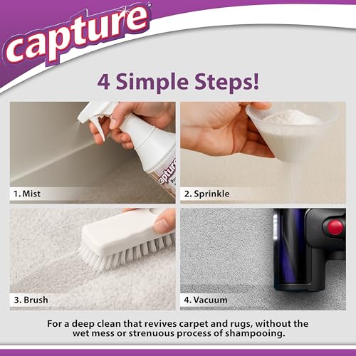 Capture Carpet & Rug Dry Cleaner w/Resealable lid - Home, Car, Dogs & Cats Pet Carpet Cleaner Solution - Strength Odor Eliminator, Stains Spot Remover, Non Liquid & No Harsh Chemical (2.5 lb) - Image 3