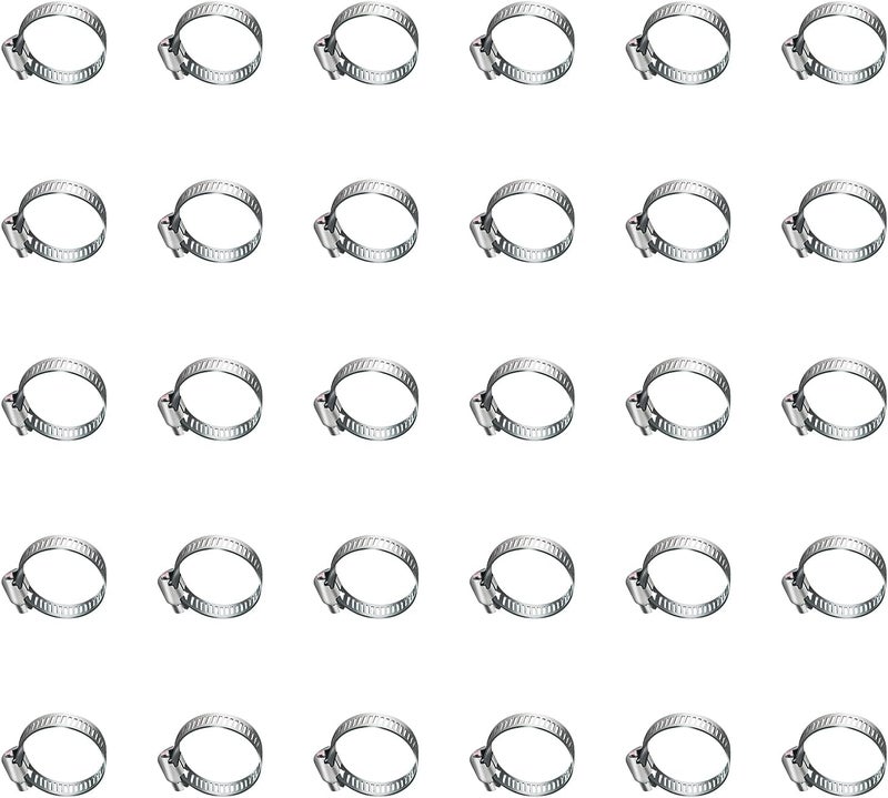 Juasky 30pcs Adjustable Worm Gear Hose Clamp Stainless Steel Pipe Clamps, 3/10"-1/2"(8-12mm) Tube Clamp Tool for Water Pipe, Plumbing, Fuel Line,Intercooler - Image 1