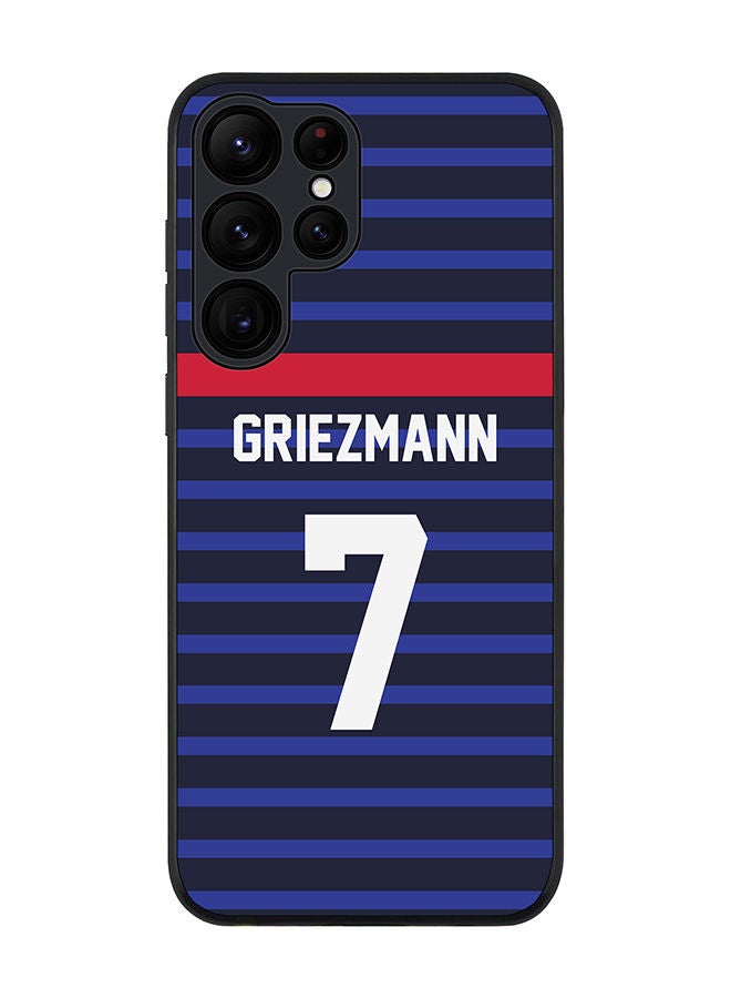 Stylizedd Rugged Black edge case for Samsung Galaxy S22 Ultra 5G Slim fit Soft Case Flexible Rubber Edges Anti Drop TPU Gel Thin Cover - Football Team - France Player Name - Griezmann - Image 1