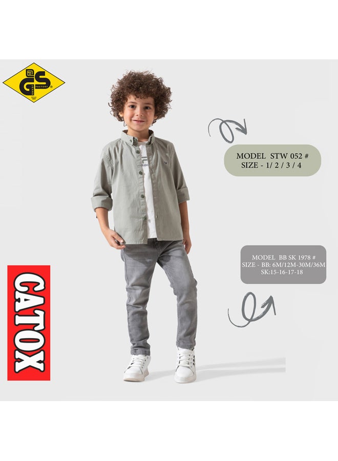 جي@إس قميص كتان صيفي للأولاد مع تيشيرت قطني