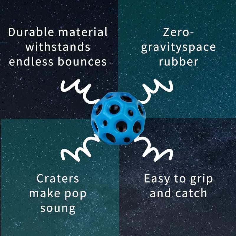PLUSPOINT Bouncing Ball Space Theme Extreme High Meteor Space Shape, Rubber Bounce Sensory,Cool Pop Bouncing Training Ball for Indoor Outdoor Play,Easy to Grip & Catch (Pack of 3) - Image 4