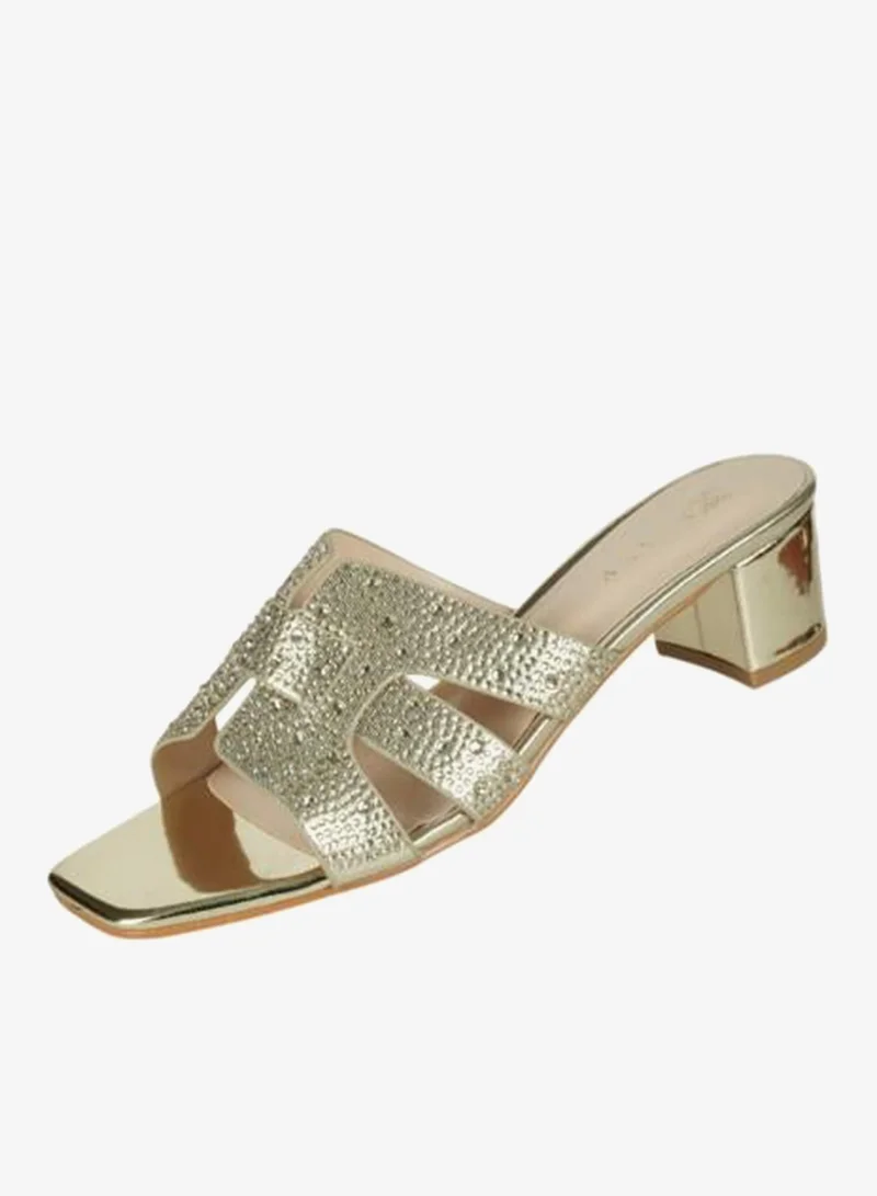 ZAYNA 221-249 Zayna Ladies Block Heel Sandals 18F8827-215 Gold