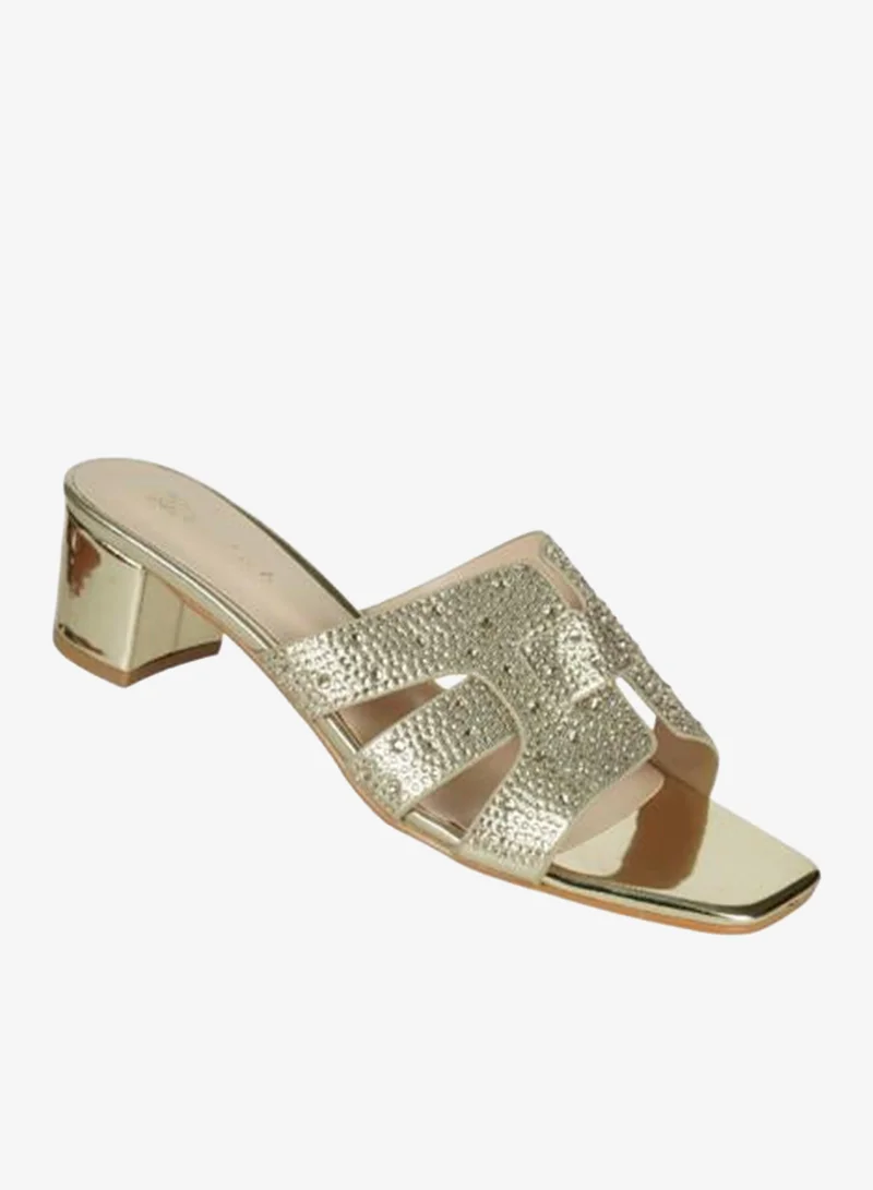 ZAYNA 221-249 Zayna Ladies Block Heel Sandals 18F8827-215 Gold