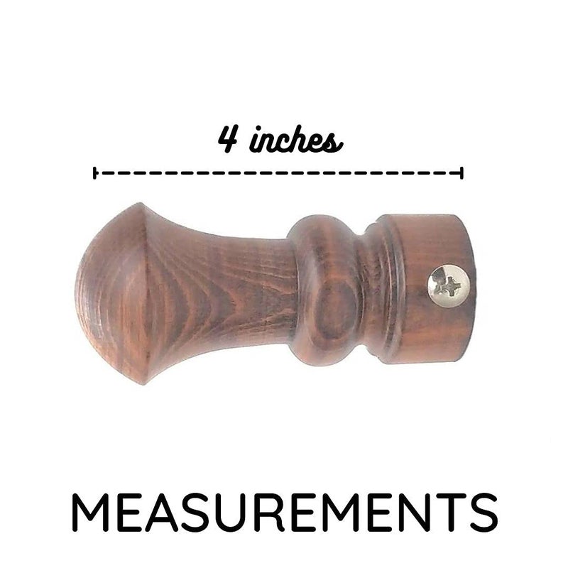 FAPBADRI Full Wood Curtain Finials for Any 1 inch Curtain RodPipe for Doors and Windows Full Wooden Dome Design 2 pcs Finials Only No Support - Image 3