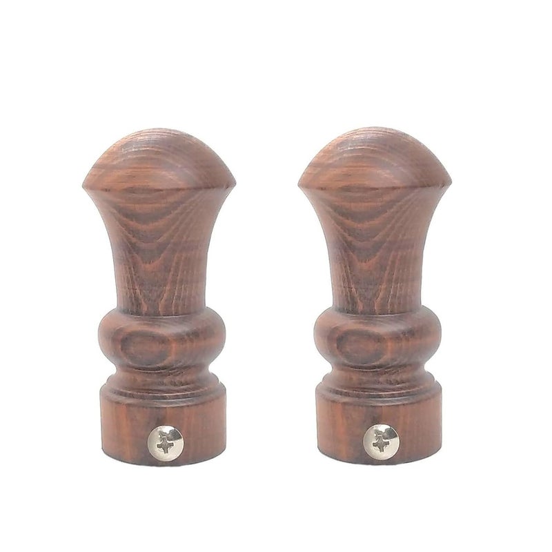 FAPBADRI Full Wood Curtain Finials for Any 1 inch Curtain RodPipe for Doors and Windows Full Wooden Dome Design 2 pcs Finials Only No Support - Image 1