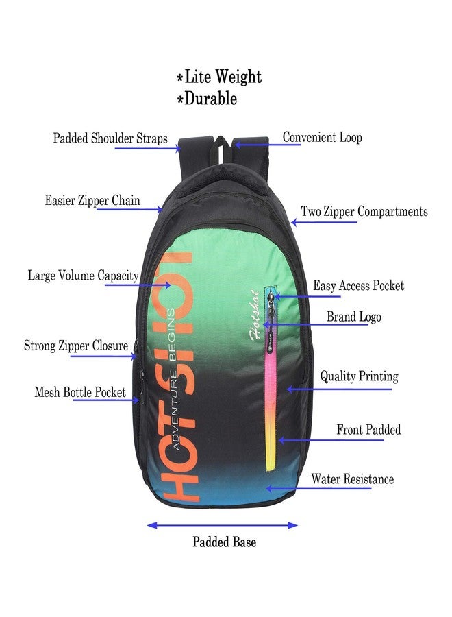 HOT SHOT 32 Ltrs Black Cyan Casual Backpack (1060) - Image 2