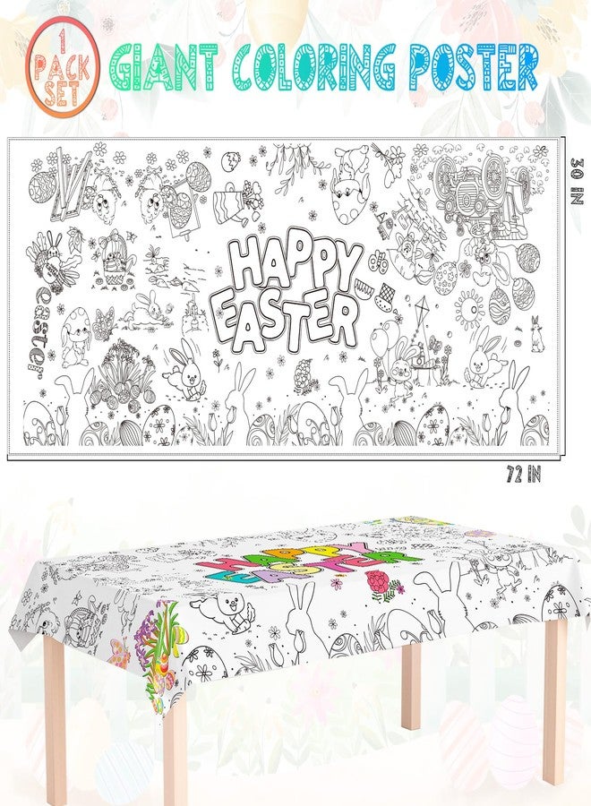 Tbsone Easter Coloring Tablecloth Poster, 72x30 Inch Spring and Easter Paper Crafts for Kids, Games Activities Party Decorations - Image 2