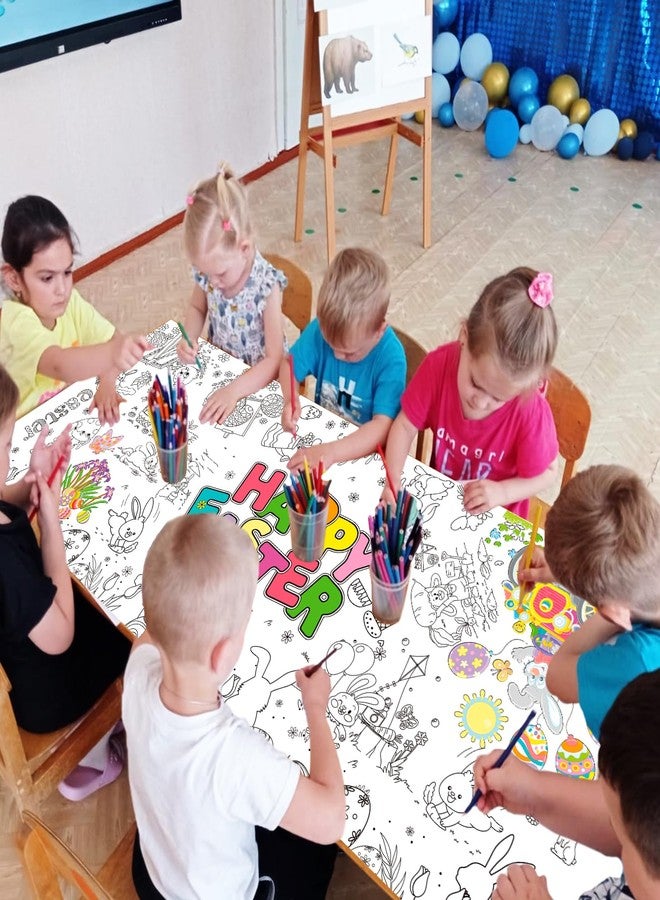 Tbsone Easter Coloring Tablecloth Poster, 72x30 Inch Spring and Easter Paper Crafts for Kids, Games Activities Party Decorations - Image 4