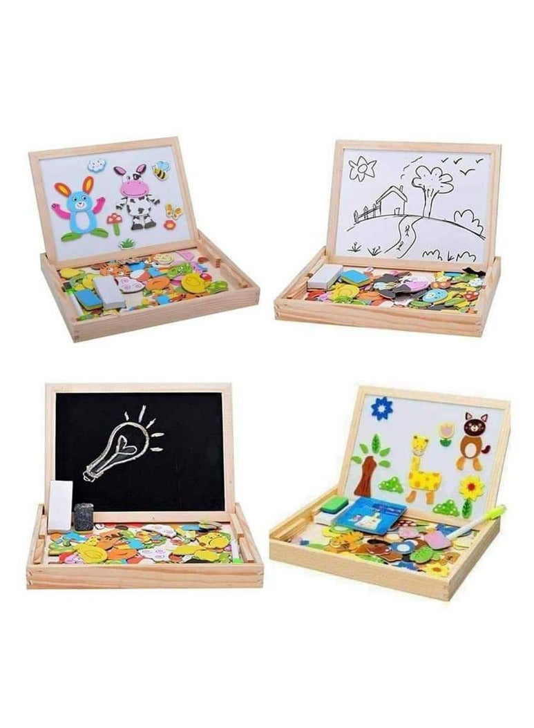 Magnetic Wooden Animal Puzzle Game, Drawing Box, Educational Toy for Kids, cm. - Image 3