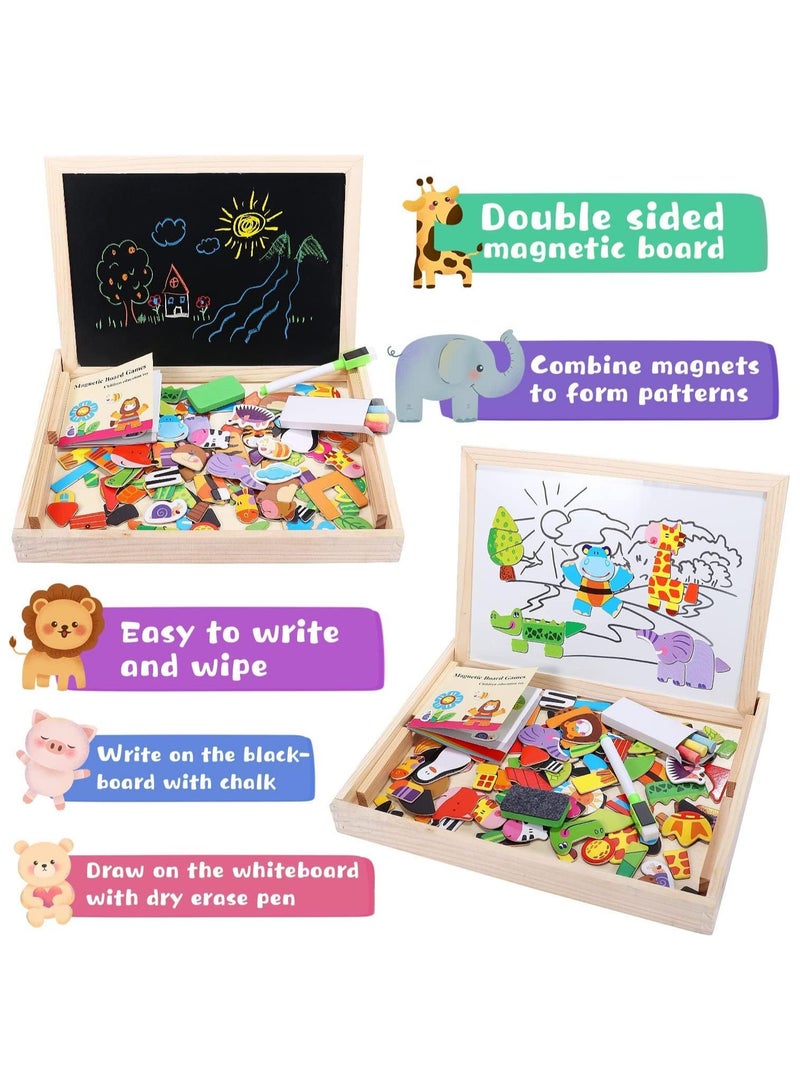 Magnetic Wooden Animal Puzzle Game, Drawing Box, Educational Toy for Kids, cm. - Image 4