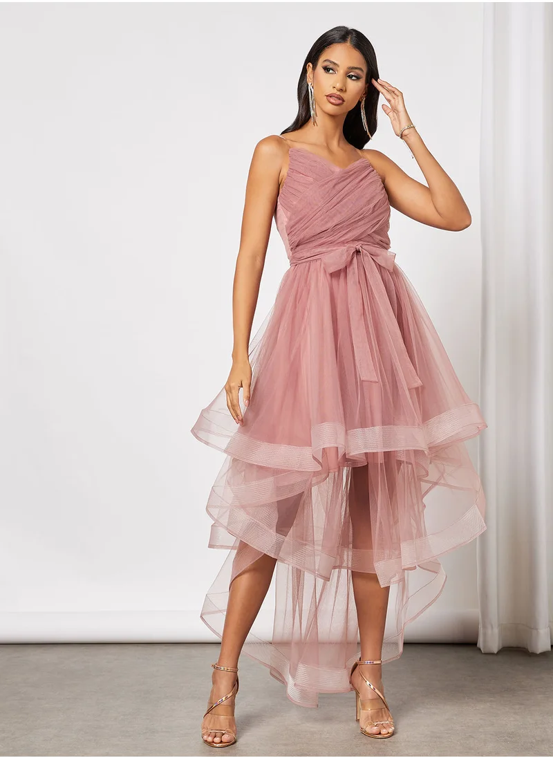 Zoey Asymmetric Hem Tulle Dress