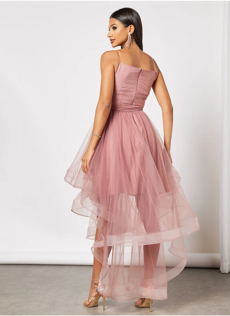 Zoey Asymmetric Hem Tulle Dress