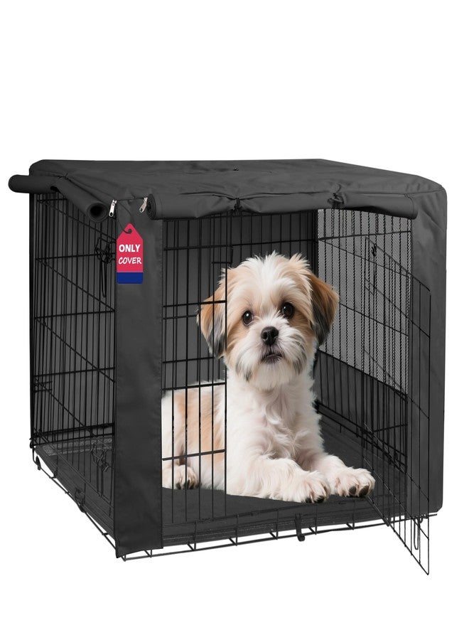 HiCaptain Breathable Dog Crate Cover 24 Inch, Durable Heavy Duty Kennel Cover, Dual Zippered Panels, Windproof Waterproof UV-Resistant(Black) - Image 1