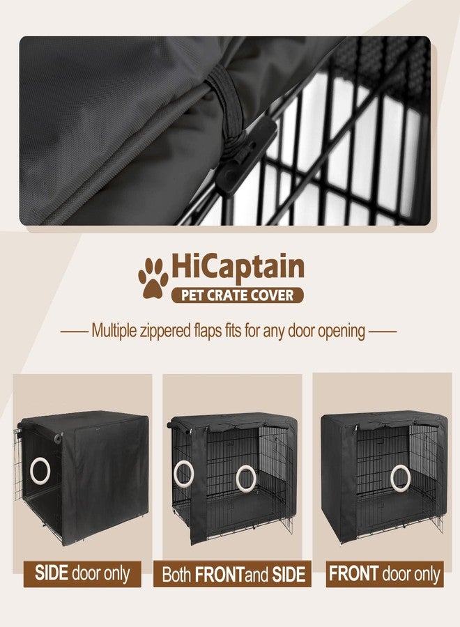 HiCaptain Breathable Dog Crate Cover 24 Inch, Durable Heavy Duty Kennel Cover, Dual Zippered Panels, Windproof Waterproof UV-Resistant(Black) - Image 3