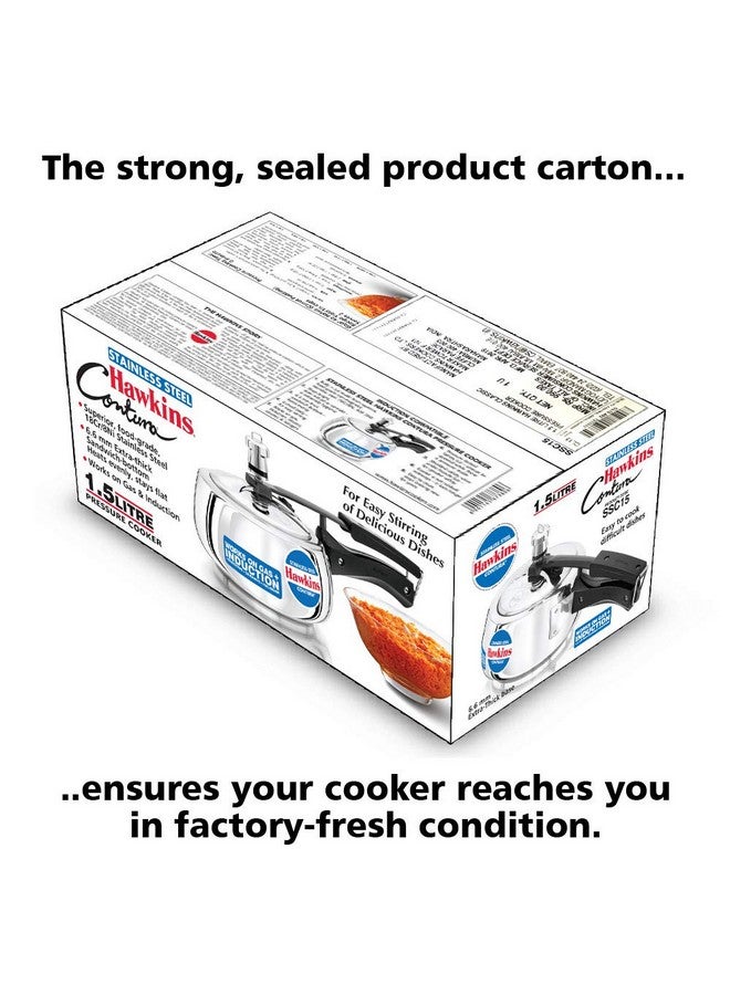 Hawkins Stainless Steel Contura Induction Compatible Inner Lid Pressure Cooker, 1.5 Litre, Silver (Ssc15) - Image 4