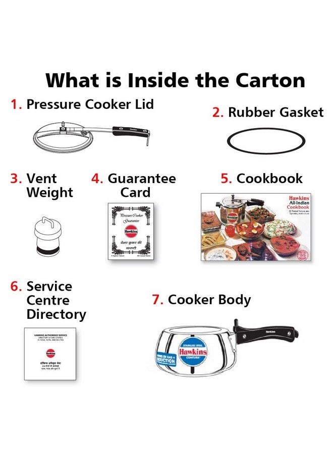 Hawkins Stainless Steel Contura Induction Compatible Inner Lid Pressure Cooker, 1.5 Litre, Silver (Ssc15) - Image 5