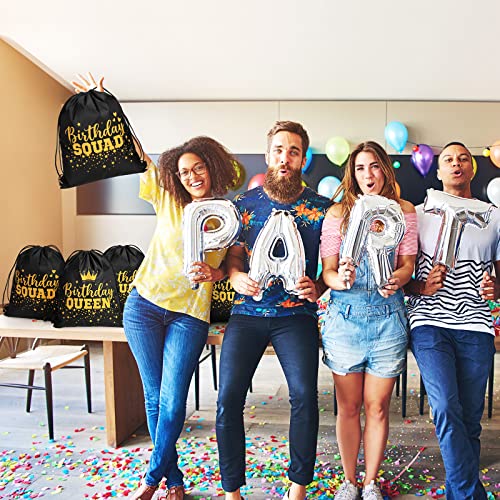 Oudain 12 Pcs Birthday Squad Drawstring Bags Birthday Queen Drawstring Backpack Bag Set Bachelorette Party Bags Party Favor Bags for Women Adults Gift Idea, 13.4" x 16.9" - Image 4