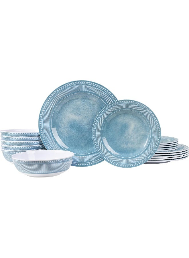 AELS Melamine Dinnerware Set of 18 Pcs Dinner Dishes Set for Indoor and Outdoor Use - Image 1