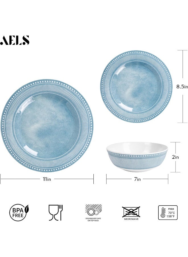 AELS Melamine Dinnerware Set of 18 Pcs Dinner Dishes Set for Indoor and Outdoor Use - Image 2