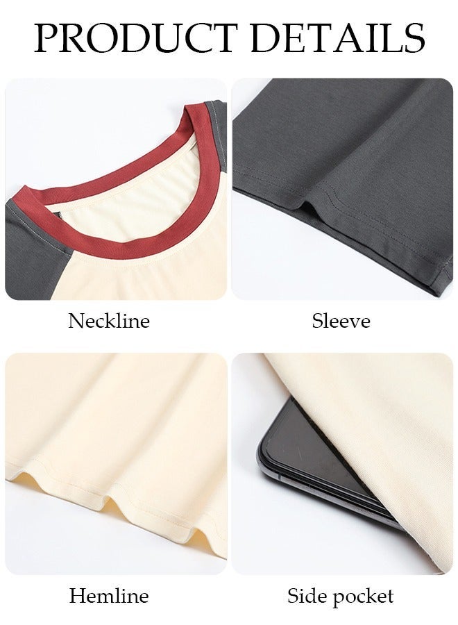 DUNISO Women's Short Sleeve Nightgown Casual Pajama Dress Sleepwear Girls Comfortable Round Neck Nightwear Summer Home Wear Lounge Dress - Image 3