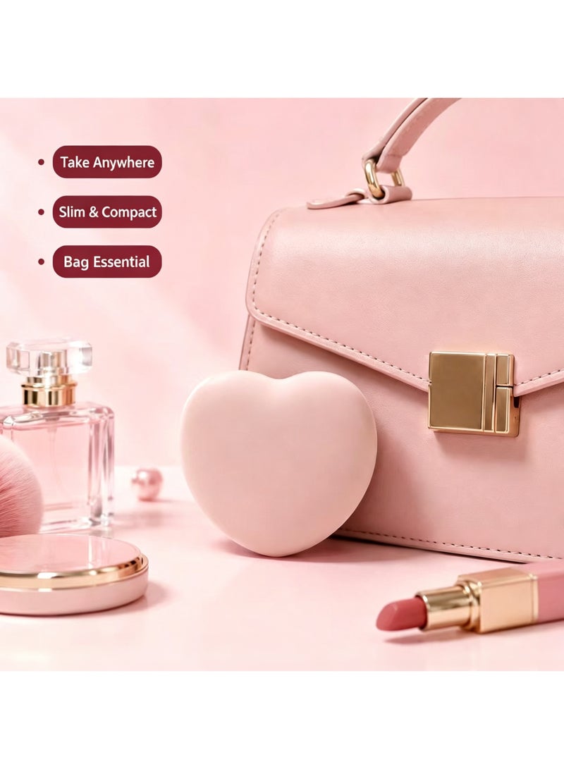 Pink Heart Shape Folding Mirror and Comb Set - Compact Portable Makeup Mirror for Travel - Image 4