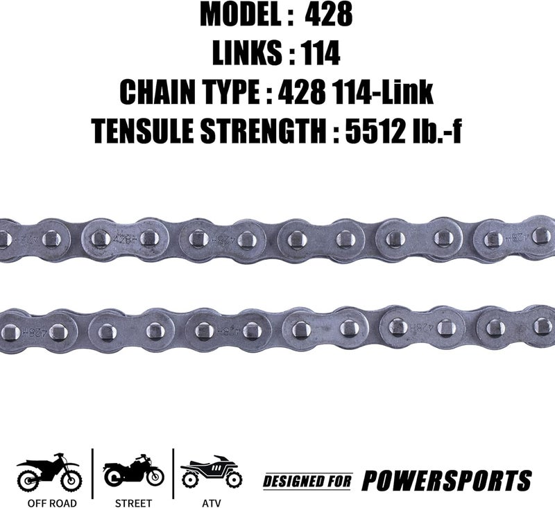 MRELC 428 Motorcycle Chain+ Chain Breaker,114-links Heavy Duty Drive Chain - Image 2