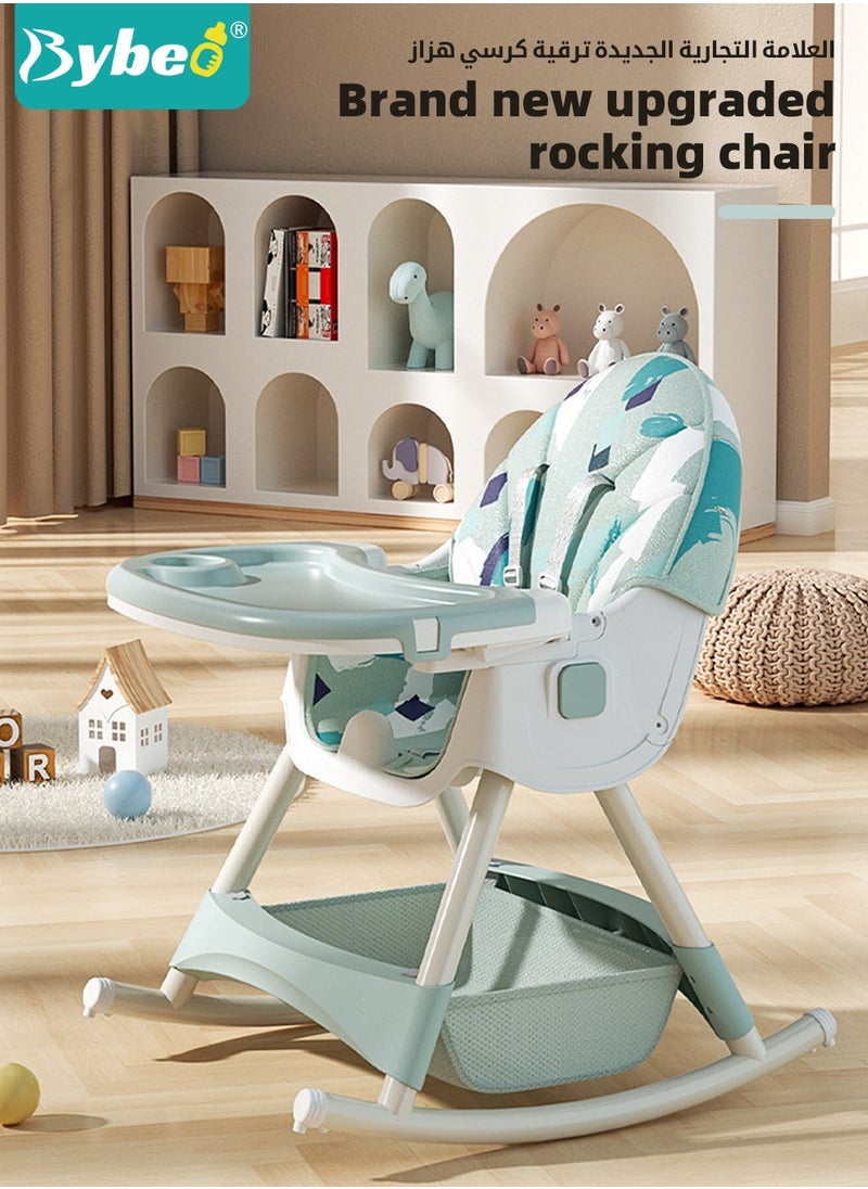 Bybeo 6 in 1 Baby High Chair for Toddlers, Foldable Babies Feeding Chairs, Multifunction Children's Dining Chair for Eating with Double Removable Tray and 4 Wheels and Footrest  - Image 3