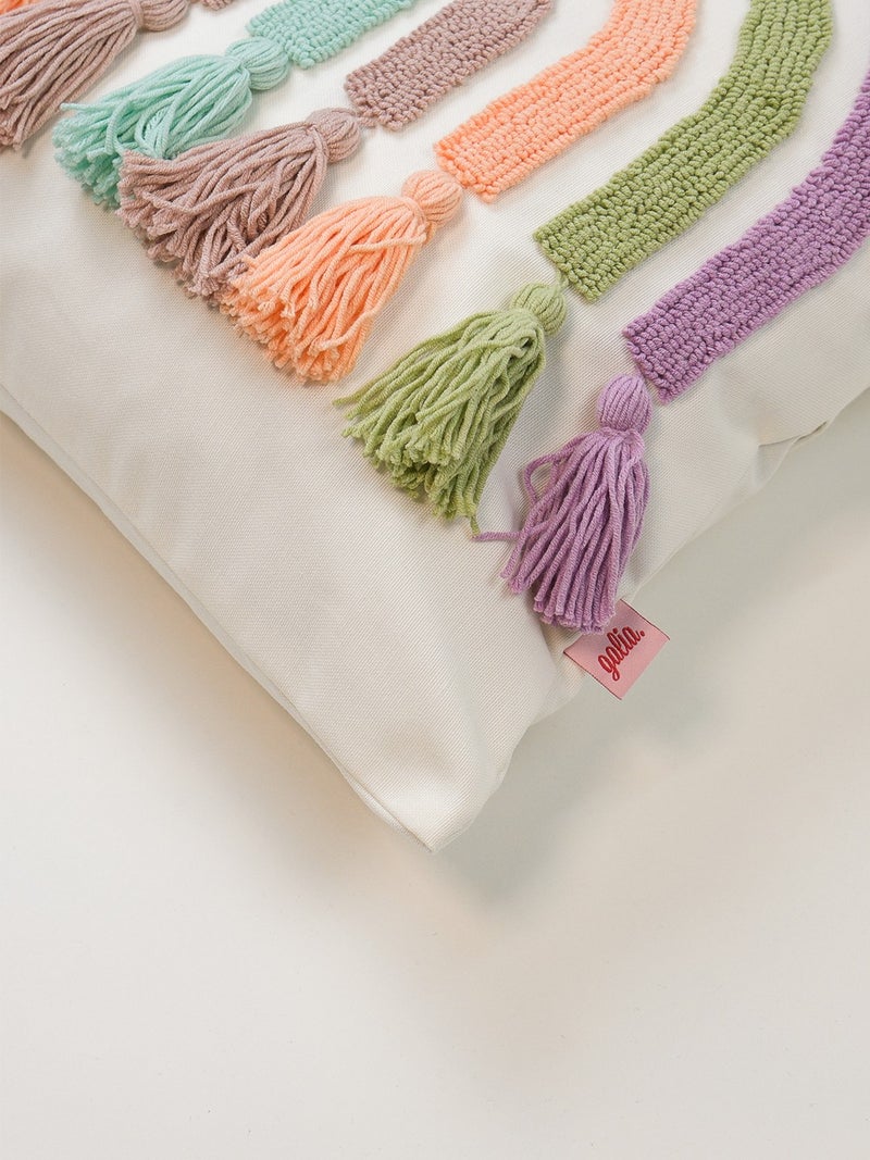 Galia Tasarım Rainbow Colored Tassel Punch Cushion Cover - Pastel - Image 4