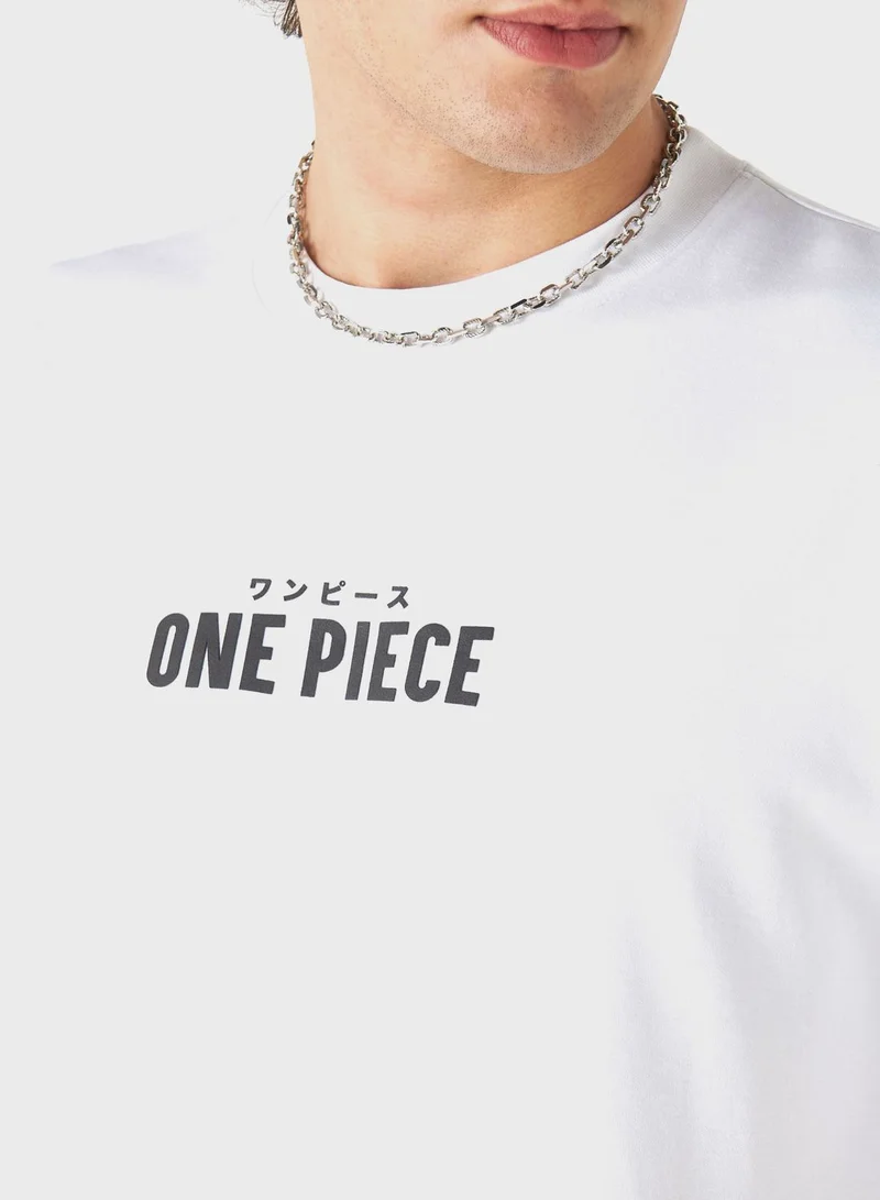SP Characters One Piece Luffy Print T-Shirt