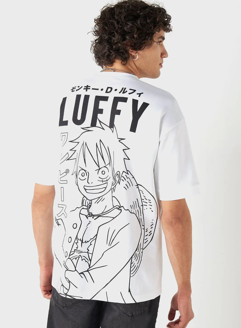 SP Characters One Piece Luffy Print T-Shirt