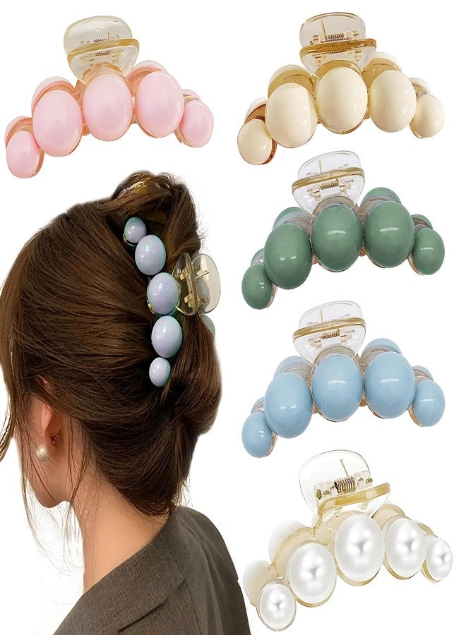 ANNACREATIONS 5 Pcs Korean Fashionable Fancy Stylish Large Big Pearl Hair Claw Clips Long Hair Jaw Clips Clutches Barrettes Hair Accessories for Women and Girls - Image 1