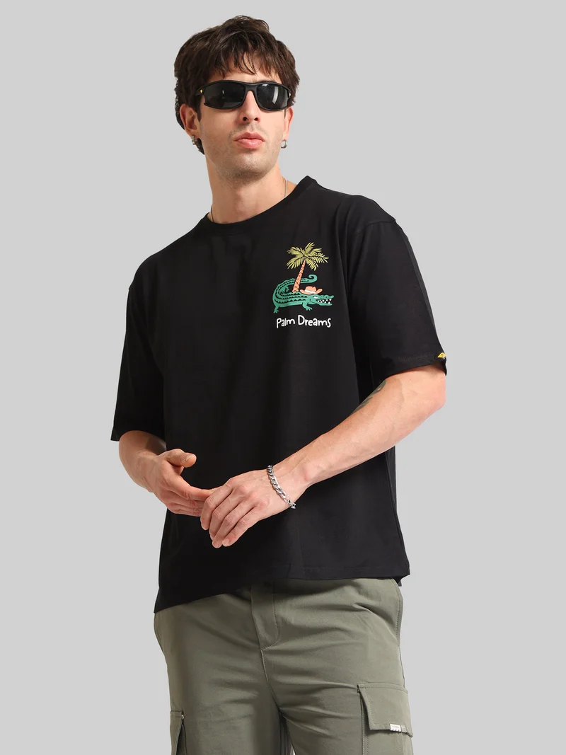 Maniac  Maniac Mens Textured Round Neck Half Sleeve Brown Cotton T-Shirt for Men | Best Price UAE