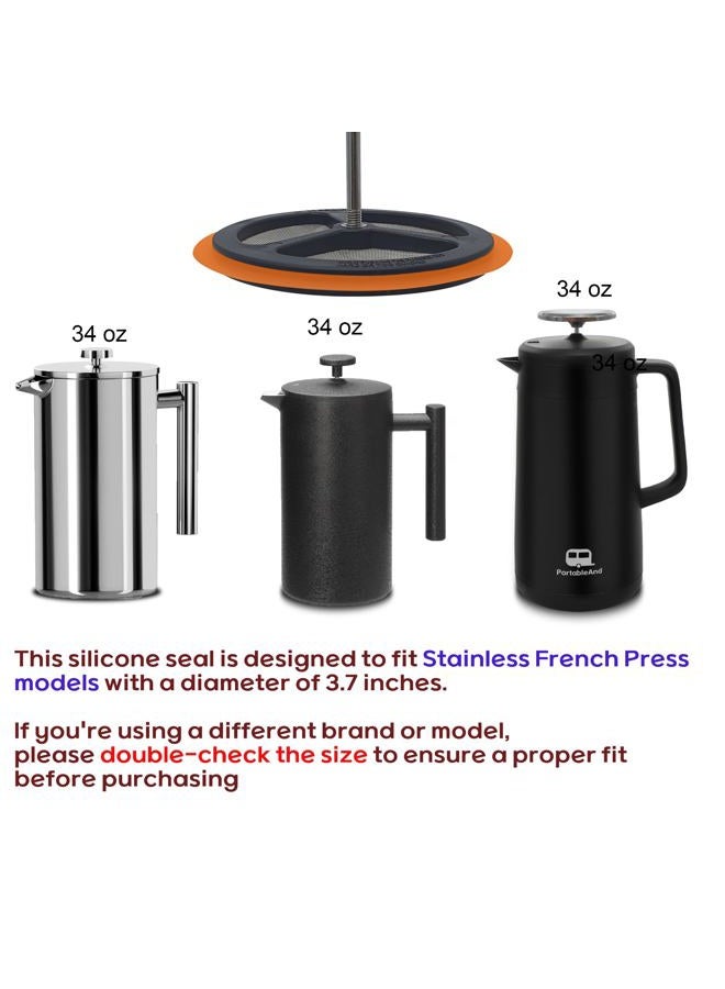 PortableAnd French Press Replacement Mesh Filters With Silicone Ring Stainless Steel French Press Screen for 1000 ml, 34 Oz, French Press Coffee Makers and Tea Machines - Image 2