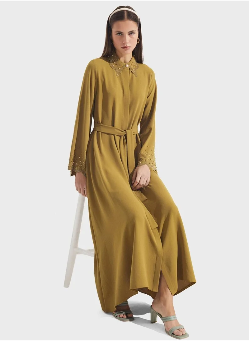 JUNE Embellieshed Belted Maxi Dress