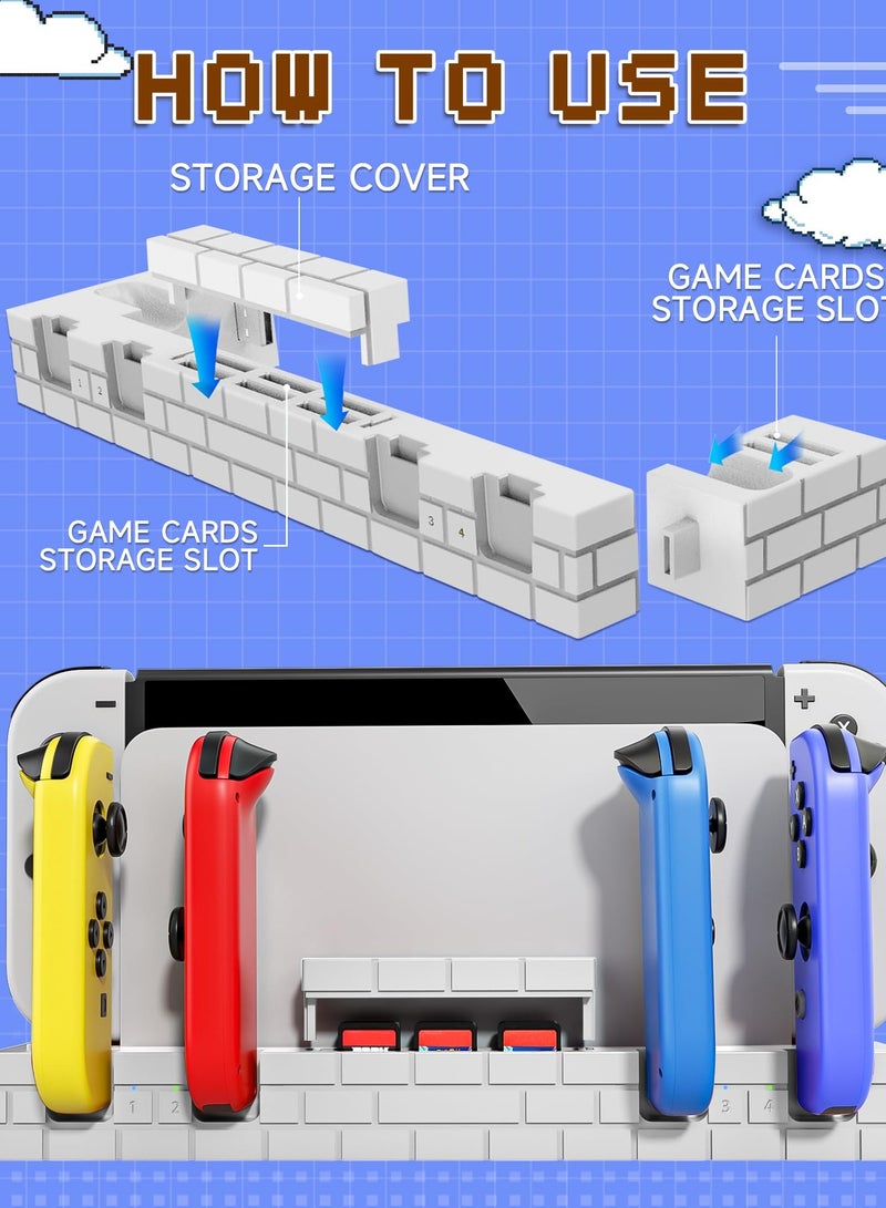 SYOSI Switch Controller Charging Dock Station Compatible with Nintendo Switch & OLED and Consoles, Switch Dock Charger Station Portable Stand Storage Base for 4 Joycon & 8 Game Slots - Image 5