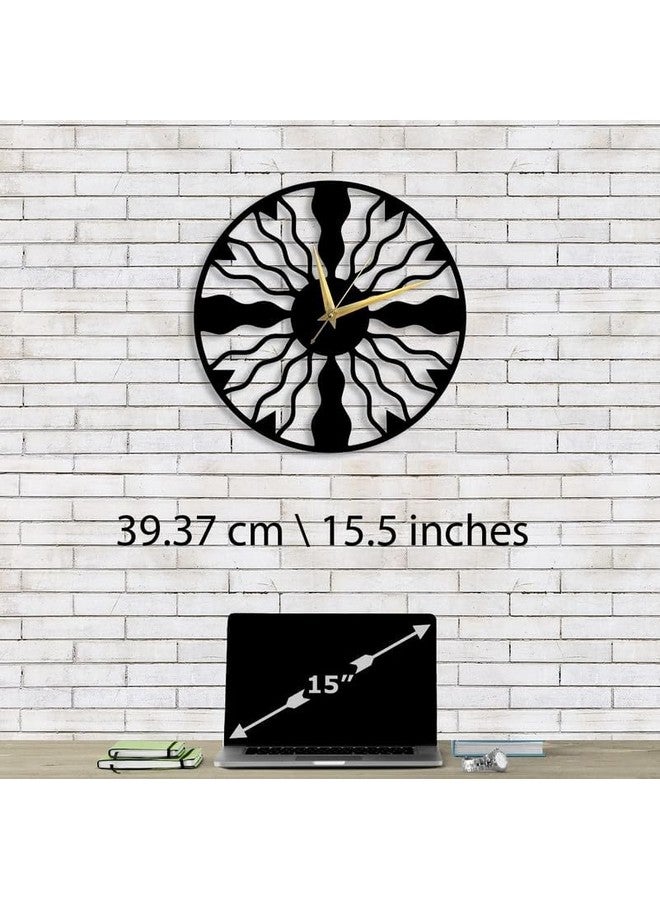 Cartvilla Cartvilla Stylish Silent Metal Wall Clock for Living Room, Fancy Antique Modern Big Hanging Decorative Analog Wall Clock Black (40 CM) DA-72 - Image 2