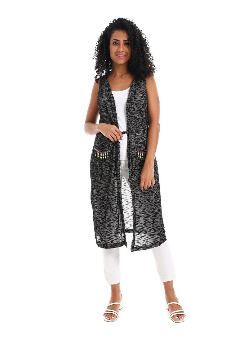 Caesar - Open Neckline Cardigan And Sleevness - Image 1
