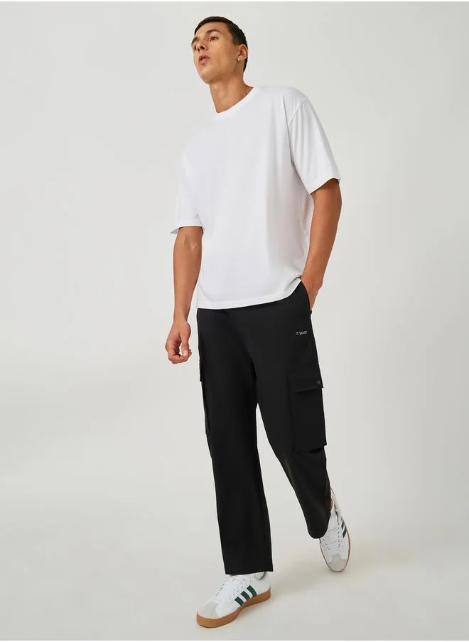فورت كولينز Solid Drawstring Waist Straight Leg Cargo Pants