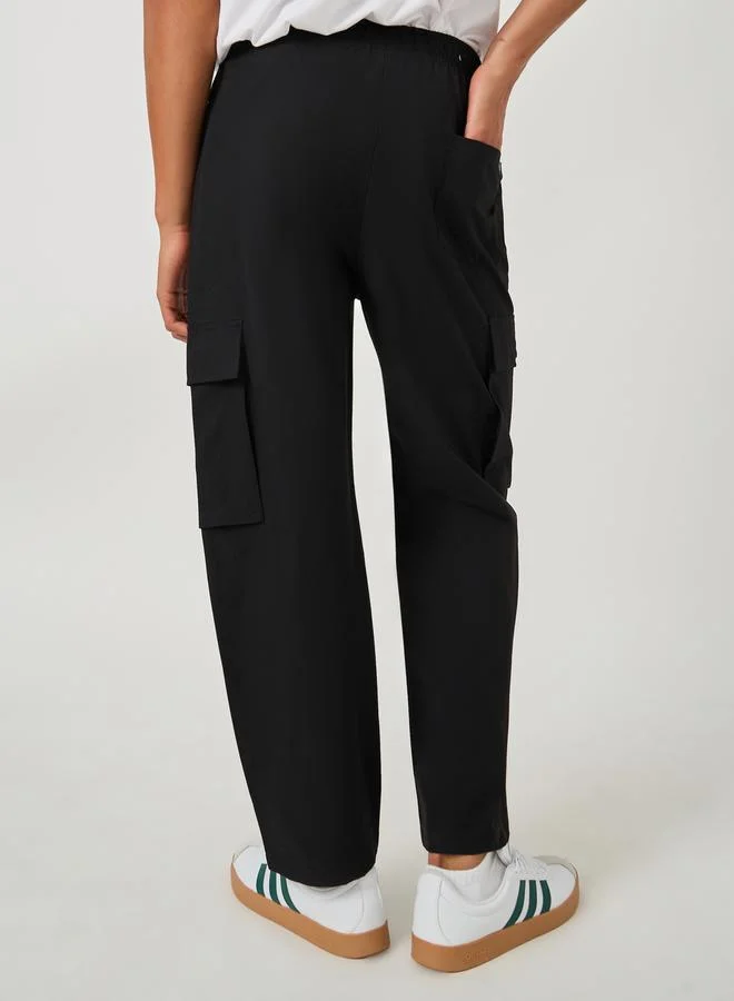 فورت كولينز Solid Drawstring Waist Straight Leg Cargo Pants