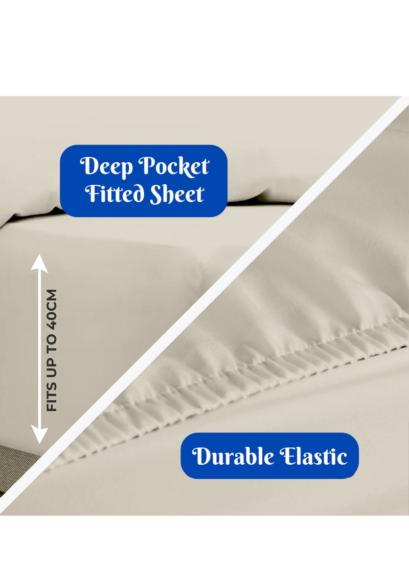 Infinitee Xclusives - Premium Beige Queen Sheets Set - 1800 TC Series 4 Piece Bed Sheets - Soft Brushed Microfiber Fabric - 16 Inches Deep Pockets Sheets Wrinkle Free & Fade Resistant by Infinitee Xclusives - Image 1