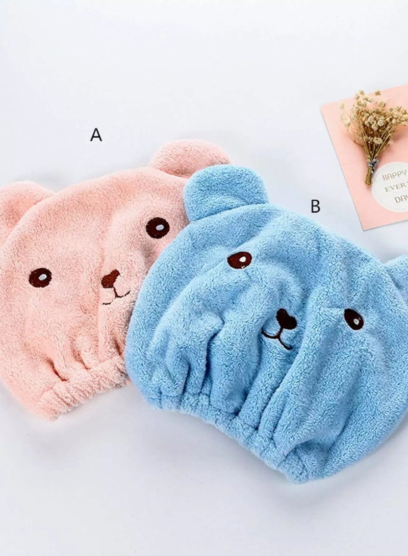 1pc Plush TeddyBear Graphic Hair Drying Cap - Image 1