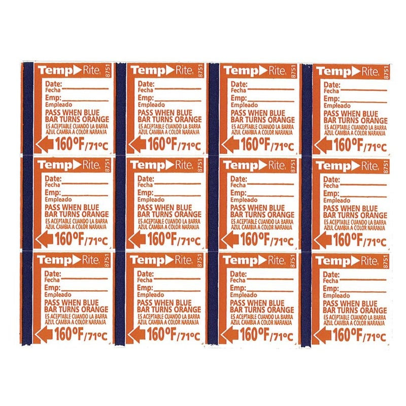 Taylor 8751 Temprite 160F Dishwasher Test Labels - 24 / Pk