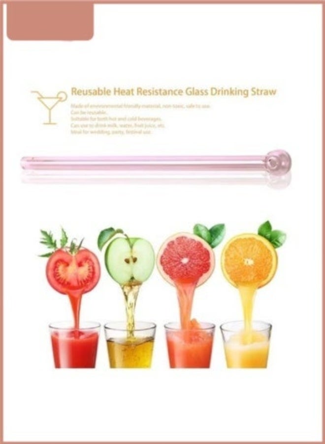 Reusable Glass Drinking Straws - Pink Borosilicate Glass Stirrer Straw with Ball Top, Heat Resistant for Cocktails, Juice, Milk & Iced Beverages, Eco-Friendly Bar & Home Use - Image 2