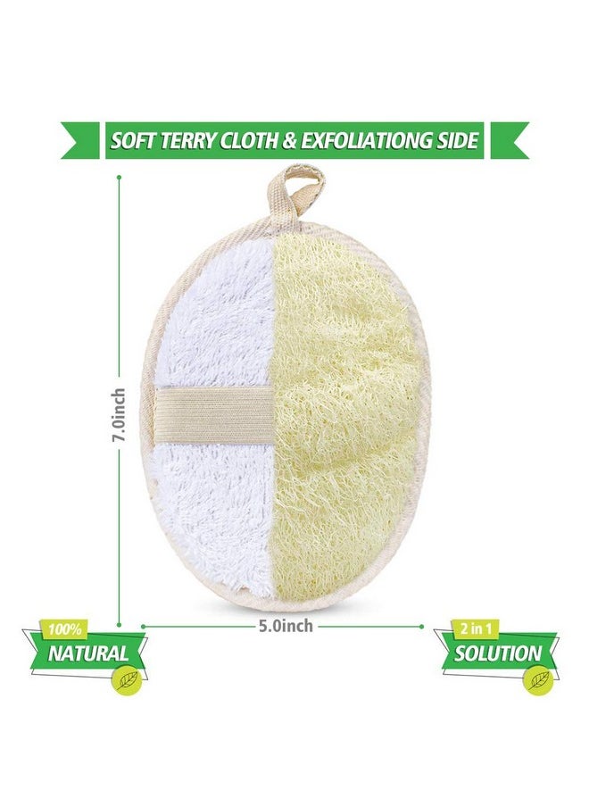 Sysmie 3 Packs Exfoliating Loofah Sponge Padslarge 5”X 7”100% Natural Luffa And Terry Cloth Materialspremium Loofa Sponge Scrubber Body Glove Close Skin For Men And Womenperfect For Bath Spa And Shower  - Image 3