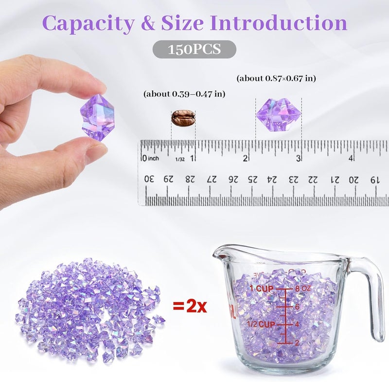 DomeStar 150PCS Purple Fake Ice, Vase Fillers Sparkling Plastic Gems Purple Acrylic Crushed Ice Wedding Party Decoration Table Scatter Display - Image 2