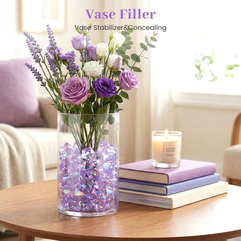 DomeStar 150PCS Purple Fake Ice, Vase Fillers Sparkling Plastic Gems Purple Acrylic Crushed Ice Wedding Party Decoration Table Scatter Display - Image 3