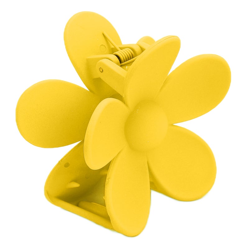 Plastic Jaw Clip Double Lock Tooth Matt Flower Shaped Non Slip Catch Hairpin AccessoriesLemon Yellow - Image 5