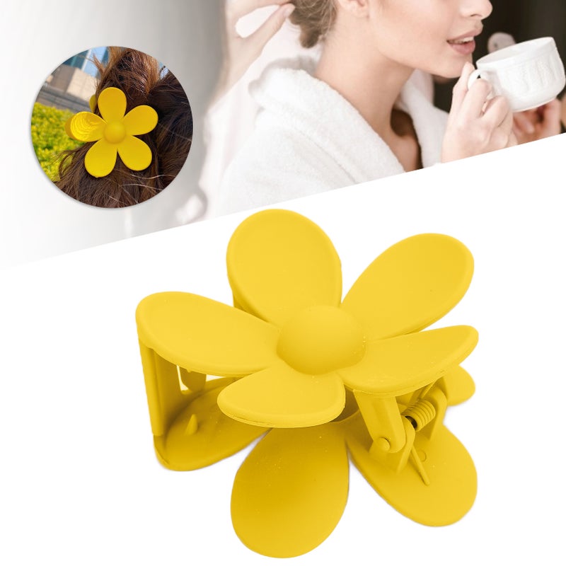 Plastic Jaw Clip Double Lock Tooth Matt Flower Shaped Non Slip Catch Hairpin AccessoriesLemon Yellow - Image 4