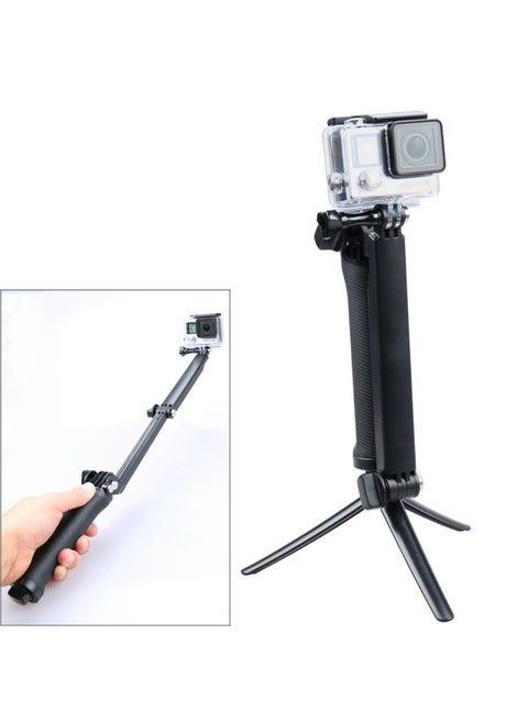 3-Way Multi Function Extendable Monopod Tripod Folding Rotating Arm Camera Handle for GoPro, Insta360, DJI and Other Action Cameras