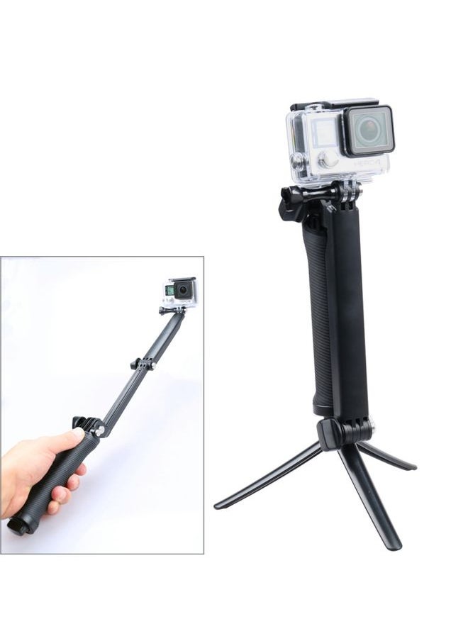 3-Way Multi Function Extendable Monopod Tripod Folding Rotating Arm Camera Handle for GoPro, Insta360, DJI and Other Action Cameras